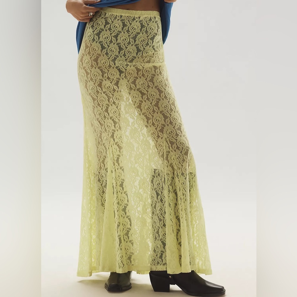 Anthropologie Sheer Tiered Lace Maxi Skirt - Picture 2 of 5